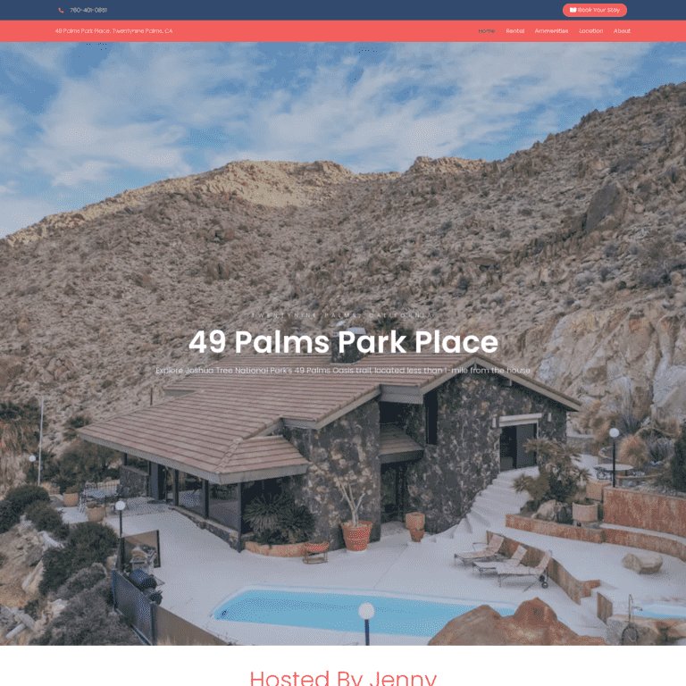 49 Palms Park Place rental website homepage